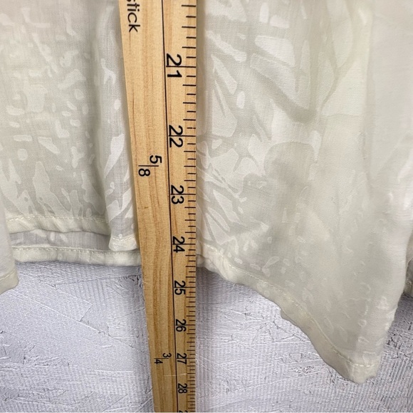 Coldwater Creek Cream Lace Jacquard Blouse Sheer Peasant Tunic Bohemian Sz Small - Picture 9 of 12